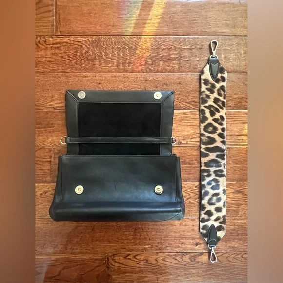 MaxMara Shoulder Bag Napa Leather Animal Print Black Small - Picture 13 of 16